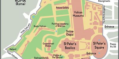 地图的梵蒂冈的入口 